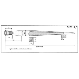 Tines for front loader - 980mm long - Heavy duty