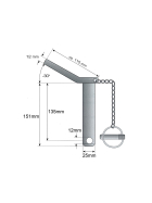 Upper link pin - safety pin cat. 2 Ø 25mm - 135/151mm - compl. with chain and linch pin