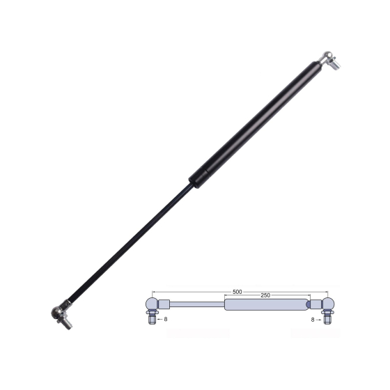 black gas pressure shock absorber for Case tractor doors and rear windows.