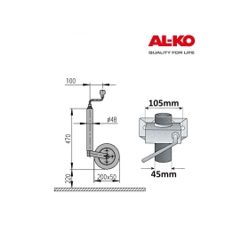 150 kg AL-KO support wheel incl. clamp bracket