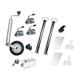13-piece car trailer accessory package; WAMO trailer accessories set car support wheel, trailer, wedges, supports, holder
