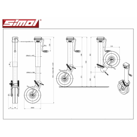 Simol support wheel 2.000 kg semi-automatic with spring lock incl. mounting plate