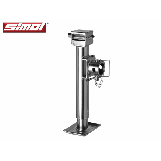 silberner Stützfuss der Firma Simol mit einer Tragkraft von 1300 kg.