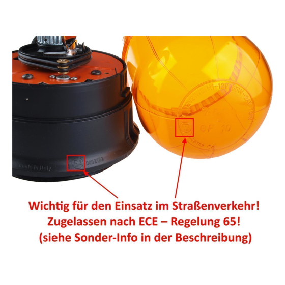 Rundumleuchte Astral orange 12 / 24V mit Magnetfuß und Saugnapf
