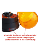 Rotating beacon 12 V 55 Watt - impact resistant hood