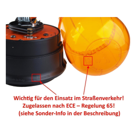 Rotating beacon 24 V 70 Watt - impact resistant hood