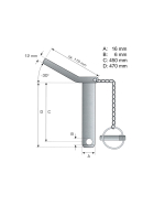 Safety pin Ø 16mm length 450 mm with chain + linch pin