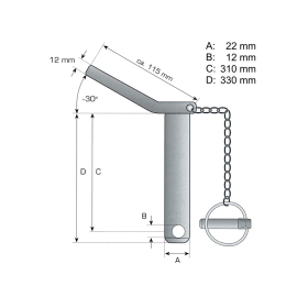 Safety pin Ø 22 mm length 310 mm with chain + linch pin