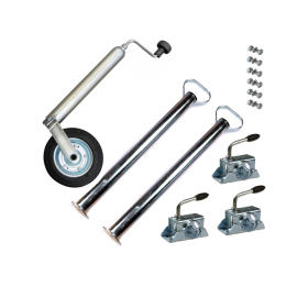 Car trailer accessory set: support wheel, supports, clamp...