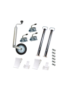 Car trailer accessory set: support wheel, supports, clamp holder, wedges with holder incl. fixing material