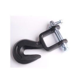 black agricultural rail hook incl. pin and lynch pin tensile load 4500 kg.