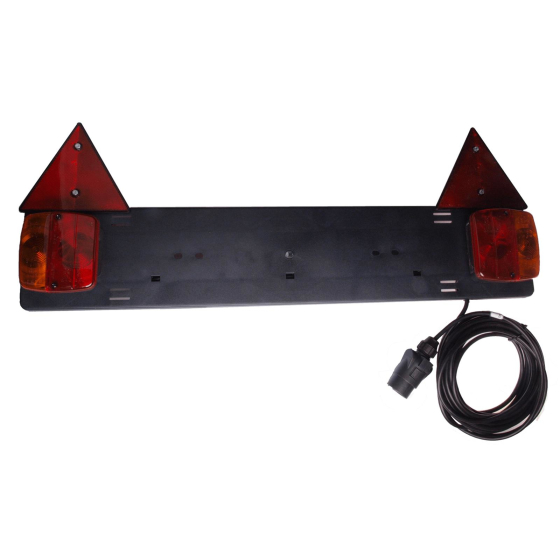wired trailer lighting with license plate light and triangular reflector
