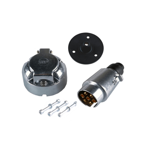 7 pin metal plug & socket incl. rubber gasket and fixing material
