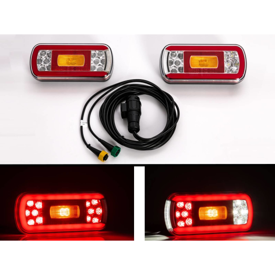 LED tail lights trailer set 5 m cable harness 13 pin