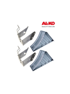 2 ALKO wheel chocks UK 36 and 2 matching holders made of sheet steel.