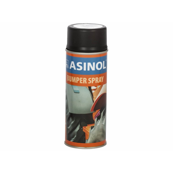 ASINOL Bumper Spray 400 ml zur Wiederherstellung der typischen Kunststoff-Oberflächen von Fahrzeugteilen wie Stoßstangen, Außenspiegel und Spoiler, oder als Effektspray.