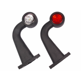 long angled prewired LED clearance light with red and white disc for trailers, trucks or buses with 12 to 30 volts.