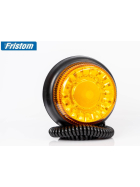 gelbe LED Rundumleuchte mit 0,6 m Spiralkabel mit 2-poligem KFZ-Universalstecker für 12 bis 55 Volt mit einer Magnetbefestigung.