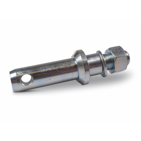 verzinkter Unterlenker Gerätebolzen mit Federring und Mutter in der Kategorie 1-2 mit einem Durchmesser von 22 und 28 mm.
