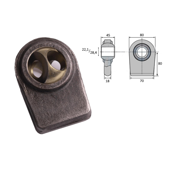 Kugelgelenk zum Anschweißen für Unterlenker 22,1 mm und 28,4 mm Kategorie 1-2