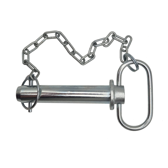 Oberlenkerbolzen - Sicherungsbolzen Kat. 2 Ø25 mm - 110/128 mm - beweglicher Griff - kpl. mit Kette und Klappstecker