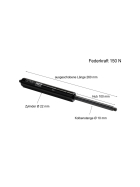 Gasdruckdaempfer 150 Newton mit ausgeschobener Länge 260 mm